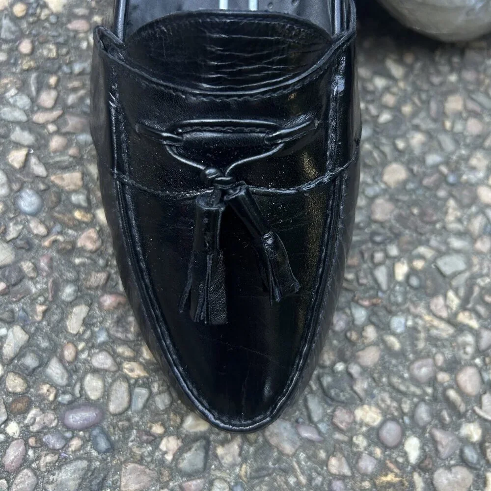 Mario Bruni Black Blitz Tassel Dress Shoes Size 11.5 N